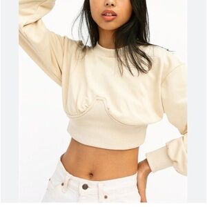 Sabo Allara Top - Butterscotch crop long sleeve crew neck size small